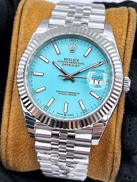 rolex lady datejust tiffany|rolex tiffany blue 41 price.